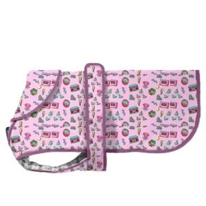 SITSNOOZE Printed Super Soft Warm Dog/Cat Winter Jacket, Velvet Pet Coat/Sweater for Winter (Pink2)