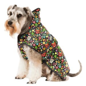 SITSNOOZE Printed Super Soft Warm Dog/Cat Winter Jacket, Velvet Pet Coat/Sweater for Winter (Black Multicolor)