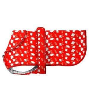 SITSNOOZE Printed Super Soft Warm Dog/Cat Winter Jacket, Velvet Pet Coat/Sweater for Winter (Red)