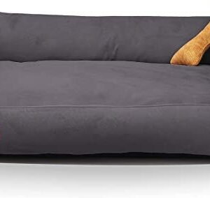 SITSNOOZE Dog Beds and Cat Beds Rectangle Shape Pet Sofa Bed Soft-Anti Skid Washable Scratch Proof for Dogs and Cats Orthopaedic Bed for Sleeping and One Extra Bone Shape Chew Pillow as Gift (Grey -S)