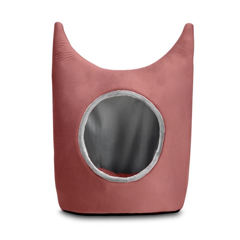 SITSNOOZE Plush Cat Bed and puppy bed, Furniture Water Resistant Indoor Bed, Microfiber velvet Bed, Cats Beds, Anti-Slip Color : Peach Size : S