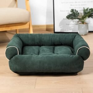 SITSNOOZE Dog and Cat Beds for All Breeds, Bolster Washable Pet Bed Comfortable and Breathable Pet Sofa Bed for Extra Comfort of Your Pets (Green Small)