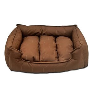 SITSNOOZE Plush Lounger Dog Bed and Cat Bed& Furniture | Bed for Dogs & Cats | Lounger Dog Bed | Water Resistant Indoor and Outdoor Lounger Bed | Colour: Brown Quilted|Size :S