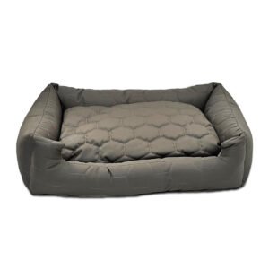 SITSNOOZE Plush Lounger Dog Beds and Cat Bed & Furniture | Bed for Dogs & Cats | Lounger Dog Bed | Water Resistant Indoor and Outdoor Lounger Bed | Colour: Grey Quilted|Size :S