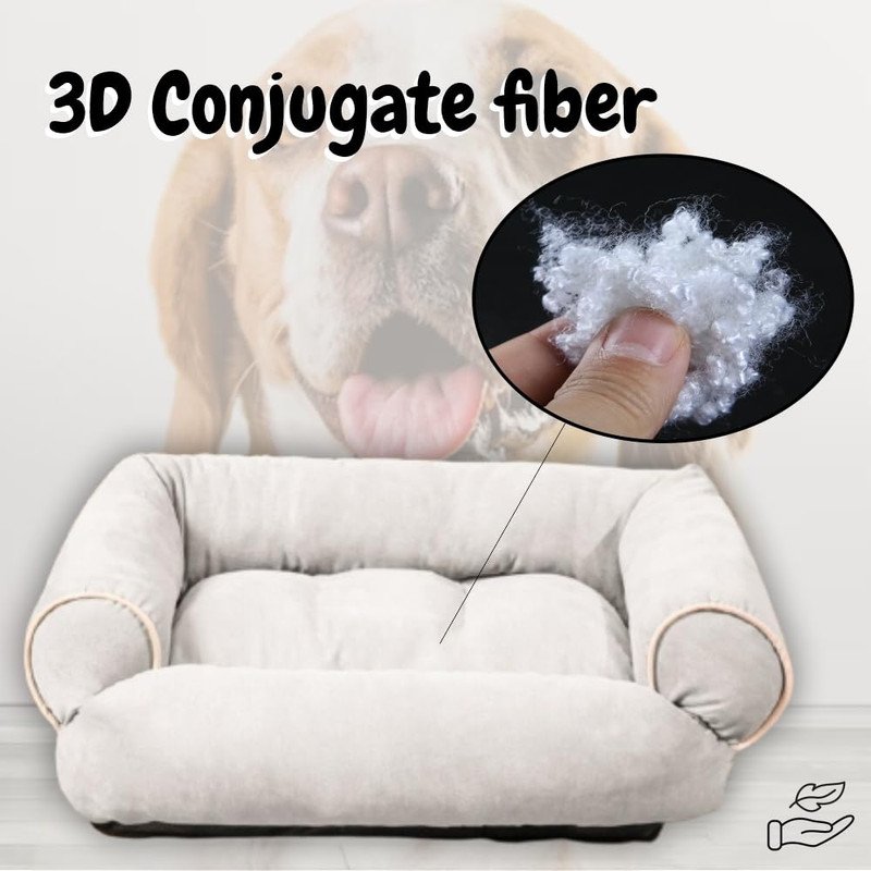 SITSNOOZE Dog and Cat Beds for All Breeds, Bolster Washable Pet Bed Comfortable and Breathable Pet Sofa Bed for Extra Comfort of Your Pets (Light Grey Small)