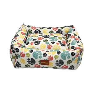 SITSNOOZE Plush Lounger Dog Bed and Cat Bed | Orthopedic Bed for Dogs & Cats | Washable Dog Bed | Water Resistant Indoor and Outdoor Lounger Bed | Colour: Multi Size : Small