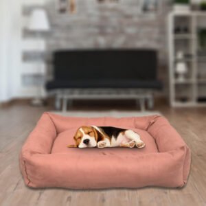 SITSNOOZE Rectangular Shape Dog Beds, Extra Soft and Orthopaedic Pet Bed for Dogs, Washable Designer Bed with Anti -Slip and Water Resistant Bottom, Color: Peach, Size: Small
