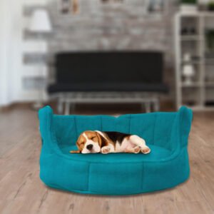 SITSNOOZE Round Shape Dog Beds, Extra Soft Orthopaedic Pet Bed for Dogs Washable Designer Bed, Anti-Slip and Water Resistant Bottom, Color: Turquoise, Size: Small