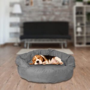 SITSNOOZE Round Shape Dog Bed, Summer Season Extra Soft Pet Bed for Dogs, Orthopaedic Designer Bed, Anti Slip and Water Resistant Bottom Color- Grey, Size- Small