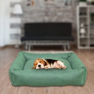 SITSNOOZE Dog Beds Rectangle Shape, Extra Soft Dog Bed for Summer Season, Washable Designer Orthopedic Bed with Anti -Slip and Water Resistant Bottom, Color: Green, Size: Small