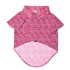 SITSNOOZE Pet’s Dark Pink Printed Summer Dog Shirt | Soft, Breathable Apparel for Large Dogs | Lightweight, Comfortable & Stylish Pet Wear | Skin-Friendly, Easy to Wash, Cute Printed Clothing | Perfect Outfit for Daily Walks and Outings