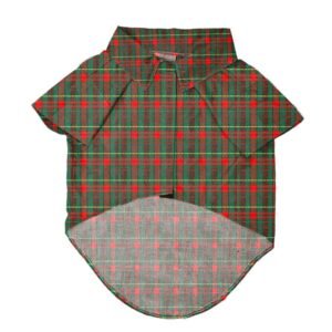 SITSNOOZE Dog Shirt Green Checks Printed | Soft Rayon Pet Apparel | Lightweight, Breathable Summer Dog Wear | Cute Checked Shirt for Small Breeds | Comfortable, Easy to Wash, Skin-Friendly Outfit for Pets