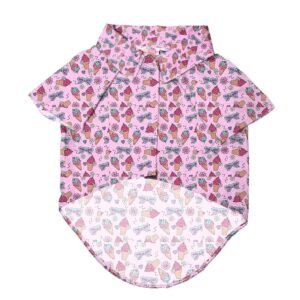 SITSNOOZE Pet’s Pink Printed Summer Rayon Dog Shirt | Soft, Breathable Apparel for Large Dogs | Lightweight, Comfortable & Stylish Pet Wear | Skin-Friendly, Easy to Wash, Cute Printed Clothing | Perfect Outfit for Daily Walks and Outings
