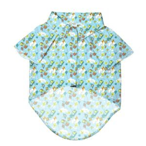 SITSNOOZE Pet’s Sky Blue Printed Rayon Dog Shirt | Soft, Breathable Summer Pet Wear | Lightweight, Stylish Apparel for Large Dogs | Skin-Friendly, Easy to Wash, Comfortable Dog Clothing | Perfect Daily & Travel Wear